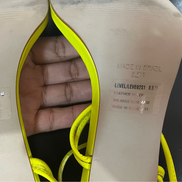Steve Madden Yellow Neon Leather Lace Up Heel Sandals Sz 8.5 - Picture 9 of 12
